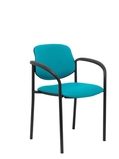 [27NSPVECB] Silla fija Villalgordo similpiel verde chasis negro con brazos