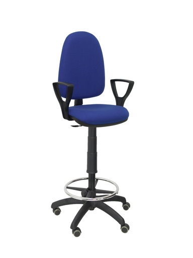 [T04CPBALI229BGOLFRP] Taburete Ayna bali azul brazos fijos ruedas de parqué