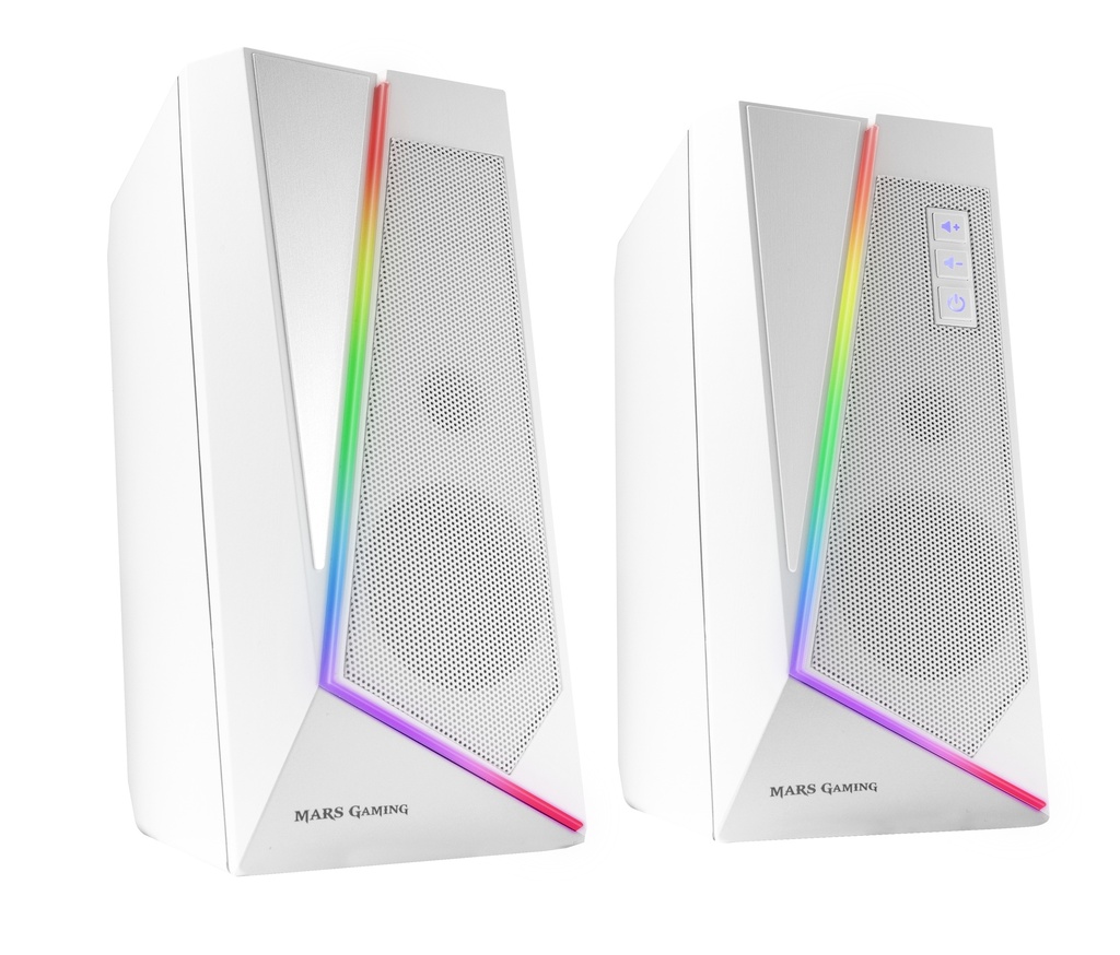 ALTAVOCES 2.0 BLUETOOTH 5.0 MS7 WHITE 20W RMS ILUMINACION RGB DINAMICO PROCESADOR DSP