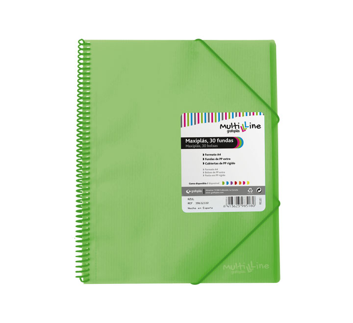 CARP. GRAFOPLAS 30 FUNDAS MAXIPLAS C/ESPIRAL VERDE