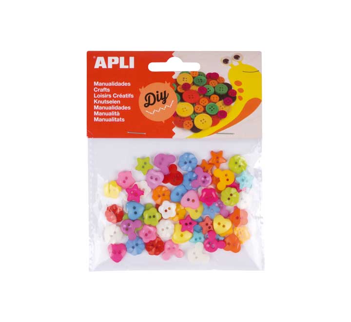BOLSA 60 BOTONES PLASTICO APLI STDO 12MM