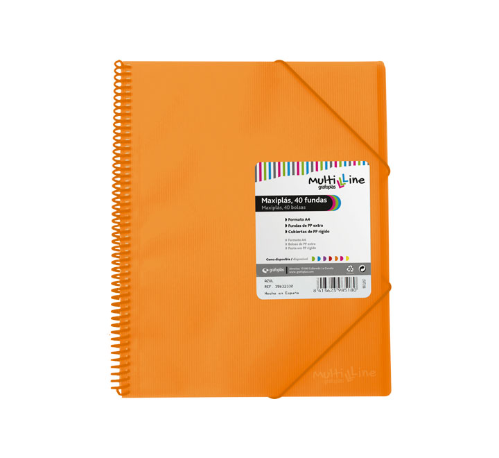 CARP. GRAFOPLAS 40 FUNDAS MAXIPLAS C/ESPIRAL NARAN