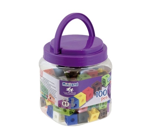 [95210] BOTE 100UN CUBOS 2CM ENSARTABLES MINILAND 95210