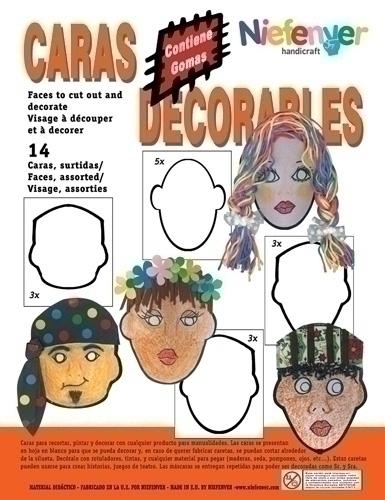 [0700132] CARETA CART. CARAS DECORABLES PACK 14