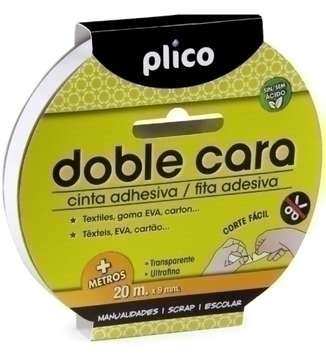 [13311] CINTA DOBLE CARA PLICO 9x20 BLANCO