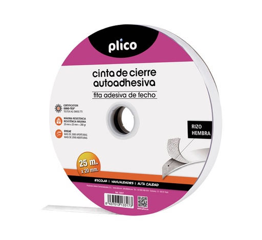 [13317] CINTA AUTOADH. PLICO 20MMX25M HEMBRA