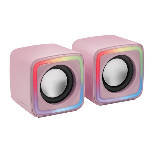 [MSCUBEP] MSCUBEP Rosa, Altavoces Gaming RGB Compactos, Procesador Sonido DSP 8W, Control Volumen
