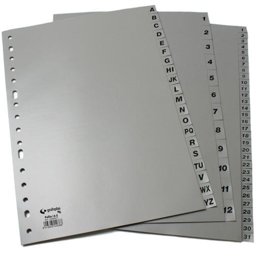 [44409071] GRAFOPLÁS JUEGO DE ABECEDARIO FOLIO 16 TALADROS PP OPACO GRIS