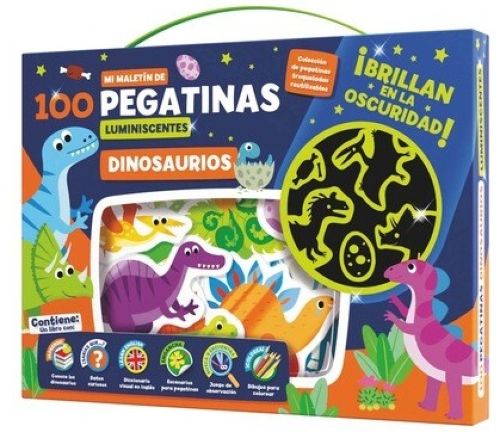 MALETIN 100 PEGATINAS LUMINISCENTES DINOSAURIOS