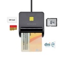 Lector de Tarjeta Inteligente DNI con Lector de Tarjetas SIM, SD, Micro SD, MMC, RS-MMC, MMC Micro, Negro