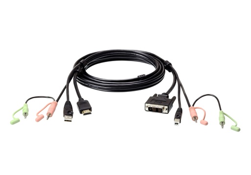 [2L-7D02DH] Cable KVM HDMI a DVI-D USB con audio de 1,8 m