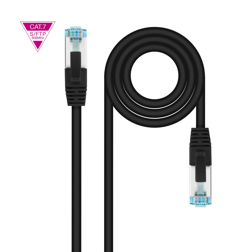 Cable de Red Cat.7 600MHZ LSZH SFTP PIMF AWG26, Negro, 2 m
