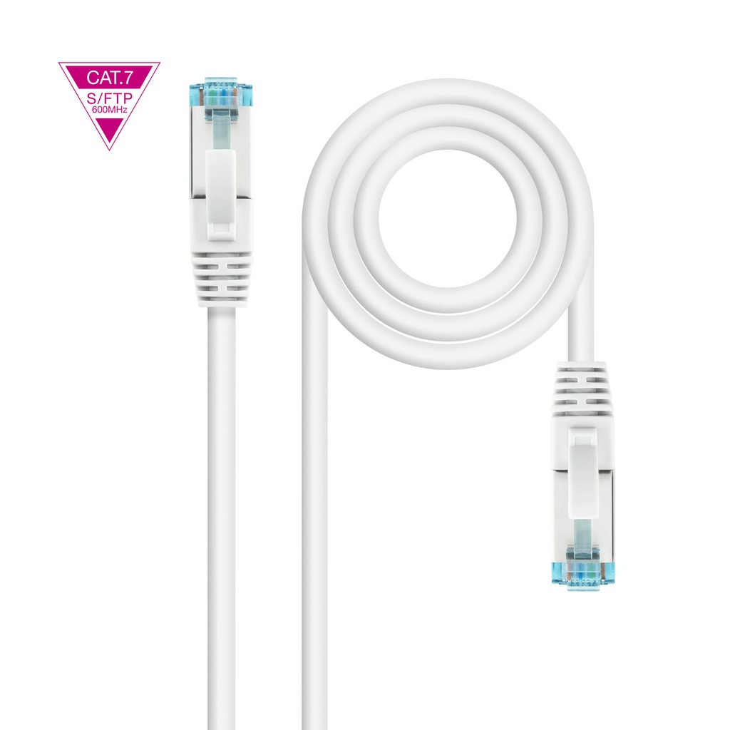 Cable de Red Cat.7 600MHZ LSZH SFTP PIMF AWG26, Blanco, 1 m