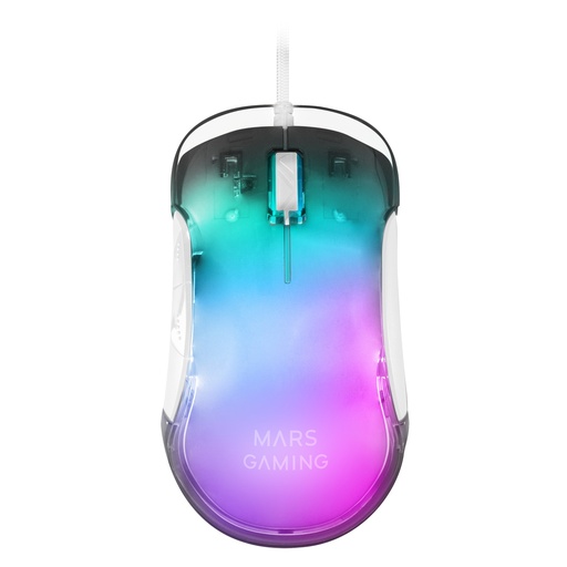 [MMGLOWW] MMGLOWW, Ratón Gaming RGB Chroma-Glow, Acabado Espejo, Ultraligero, 12800 DPI, Blanco