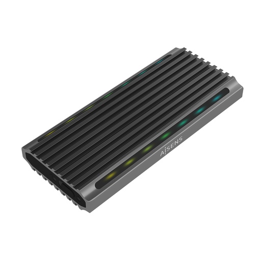 [ASM2-RGB011GR] Caja Externa M.2 RGB Gaming ASM2-RGB011GR SATA/NVMe A USB3.1 Gen2, Gris