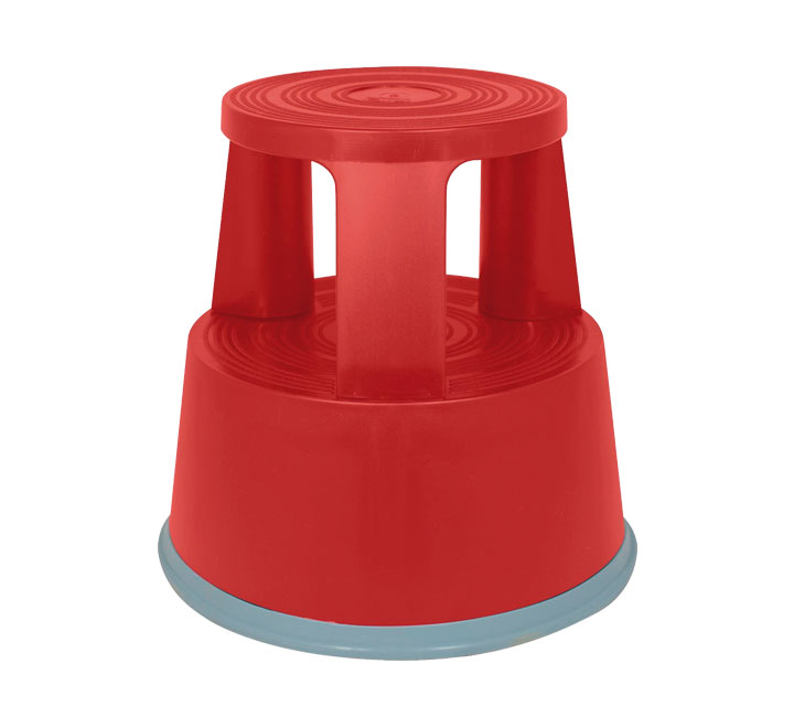 [AS1230] TABURETE PP 2 PELDAÑOS C/RUEDAS A-SERIES ROJO