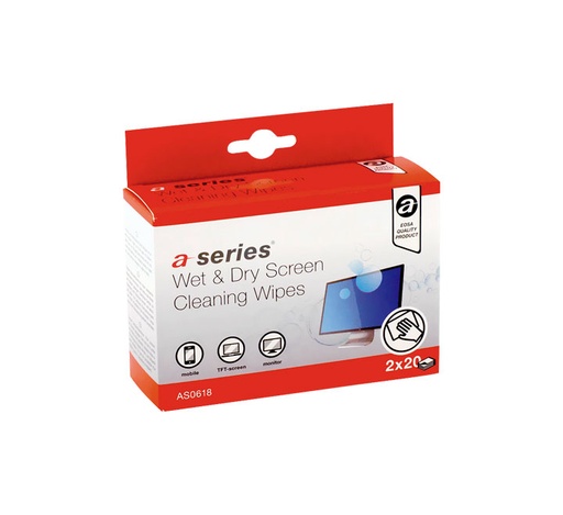 [AS0618] C. 2X20U TOALLITAS A-SERIES HUM+SECO PANTALLAS