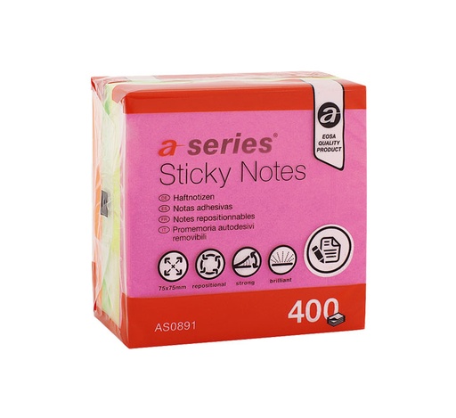 [AS0891] CUBO NOTAS STICKY A-SERIES 400H 75X75MM BRILLIANT