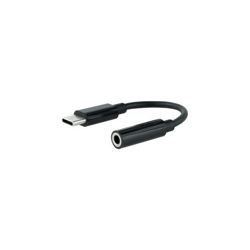 [10.24.1205] Cable Adaptador Audio USB-C/M a Jack 3.5/H, 11 cm, Negro