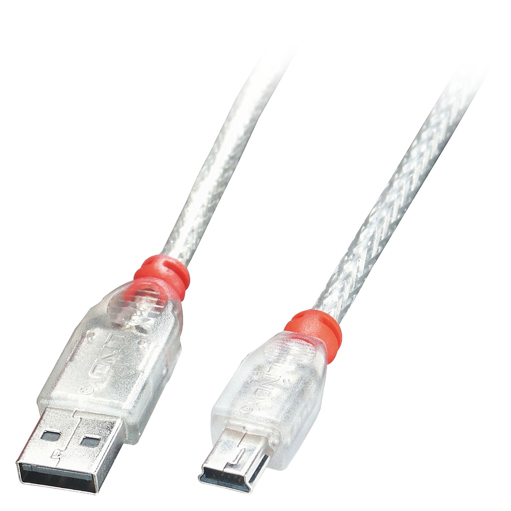 41782 cable USB USB 2.0 1 m USB A Mini-USB B Transparente