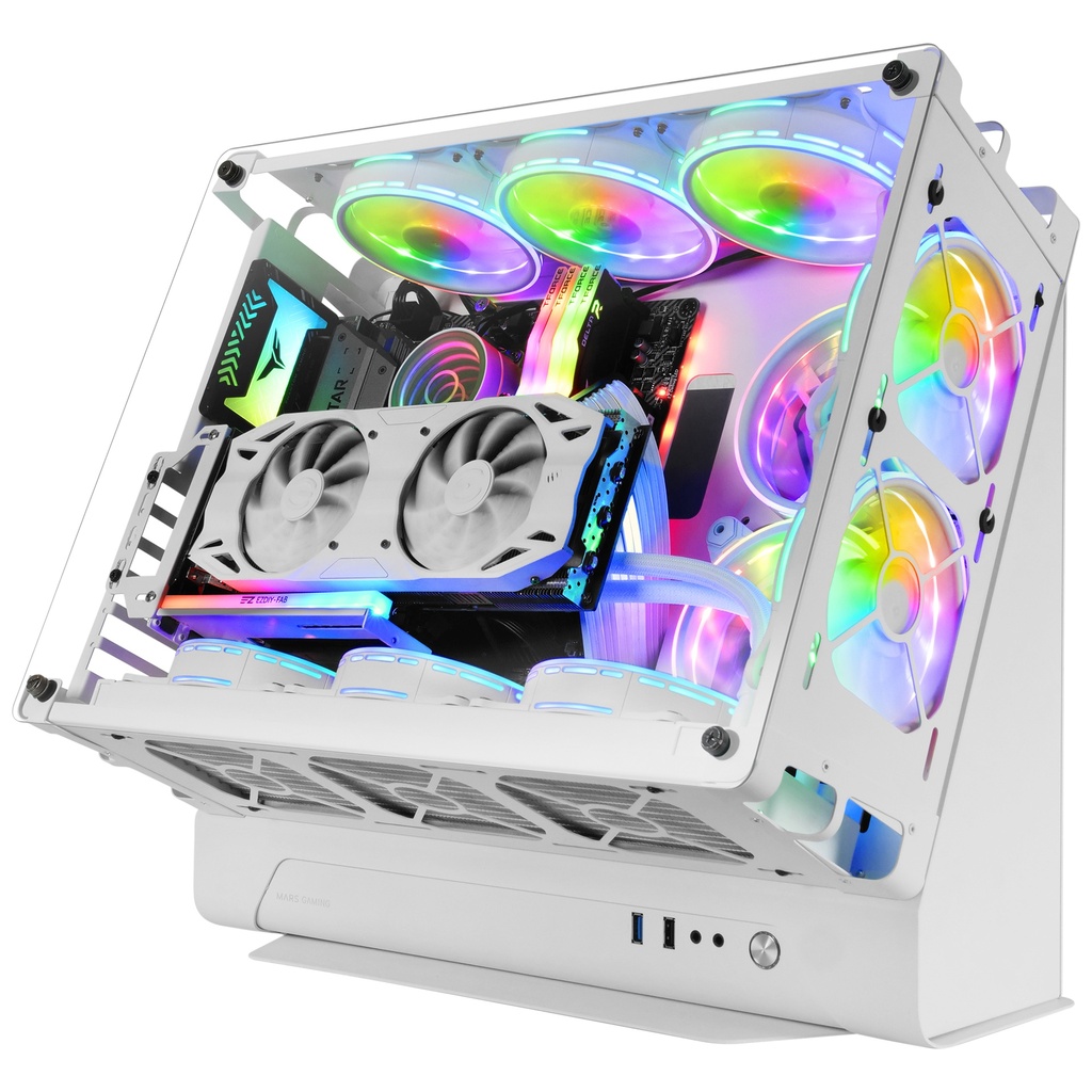 MCB, Caja PC Gaming ATX XL, Edición Custom Premium, Estructura Modular Doble Cámara, Blanco