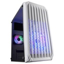 MC-S2, Caja PC Compacta Gaming Micro-ATX, 2 Ventiladores FRGB Raibow con Rejilla Frontal, Ventana Lateral Completa, Blanco