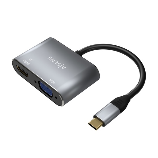 [A109-0627] Conversor USB-C a VGA/HDMI 4K, USB-C/M-VGA/H-HDMI/H, Gris, 15CM