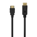Cable Conversor DISPLAYPORT a HDMI, DP/M-HDMI/M, Negro, 0.5M