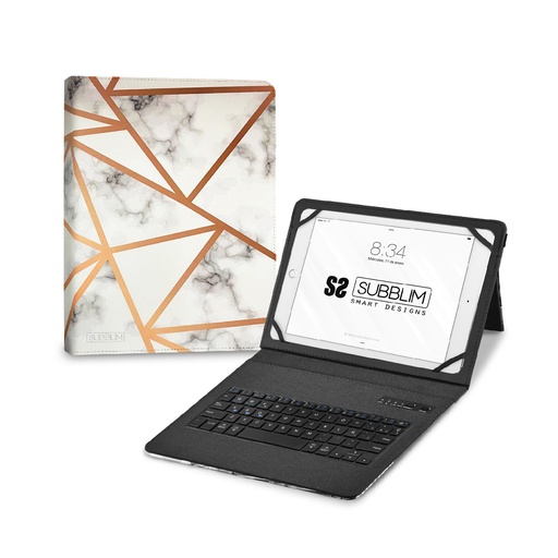 [SUBKT5-BTTW10] Funda con Teclado Keytab Pro BT Trendy Marmol Blanco