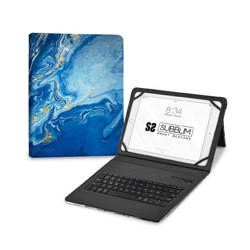 [SUBKT5-BTTB01] Funda con Teclado Keytab Pro BT Trendy Marmol Azul