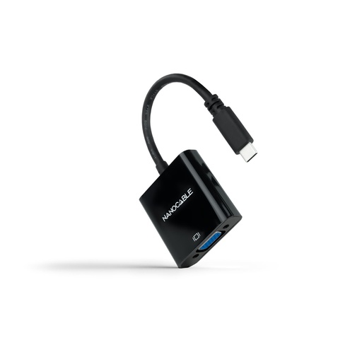 [10.16.4101-BK] Conversor USB-C a VGA, USB-C/M-VGA/H, Negro, 10 cm