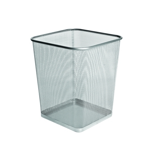 [91329] PAPELERA FOROFIS METAL CUADRADA PLATA