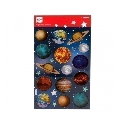 [18558] STICKERS APLI (18558) Bl.1h. PLANETAS - Pack de 5 unidades