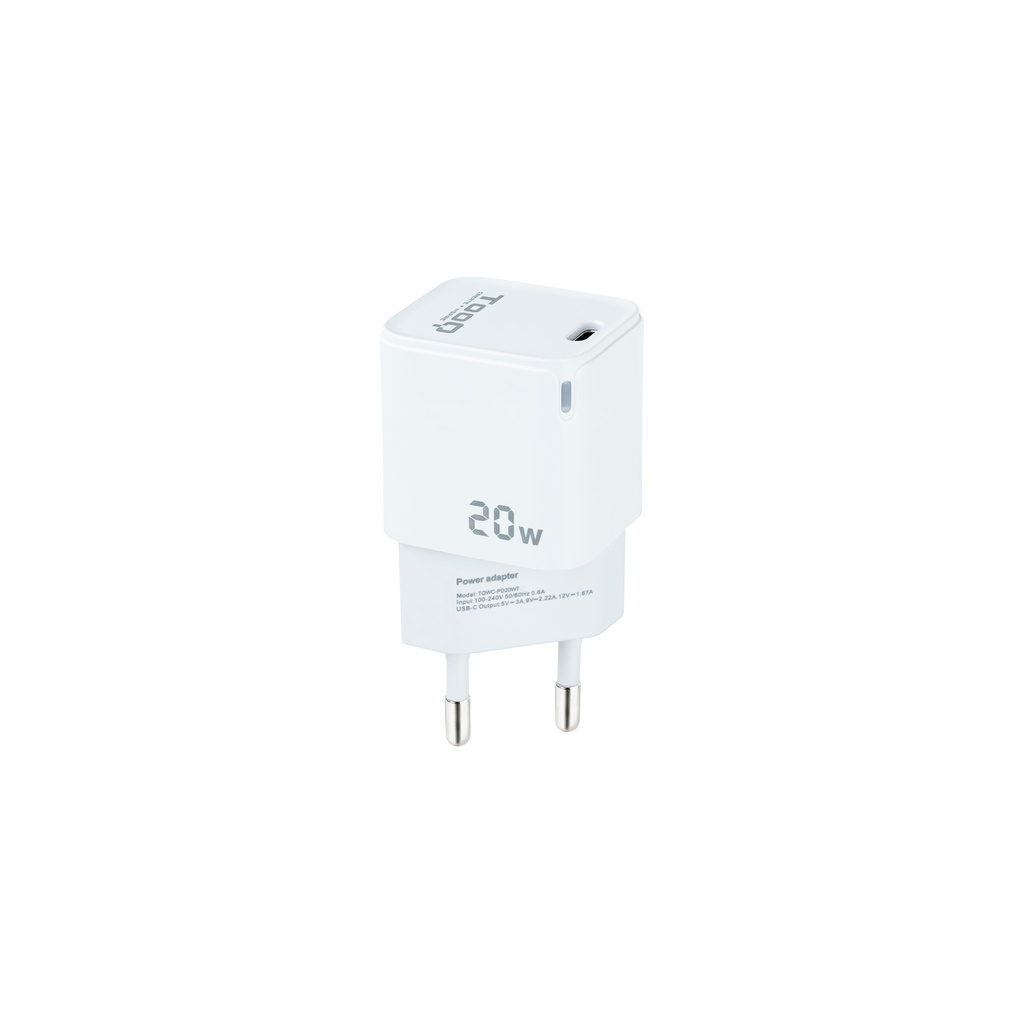 Cargador de Pared USB-C PD20W, Blanco