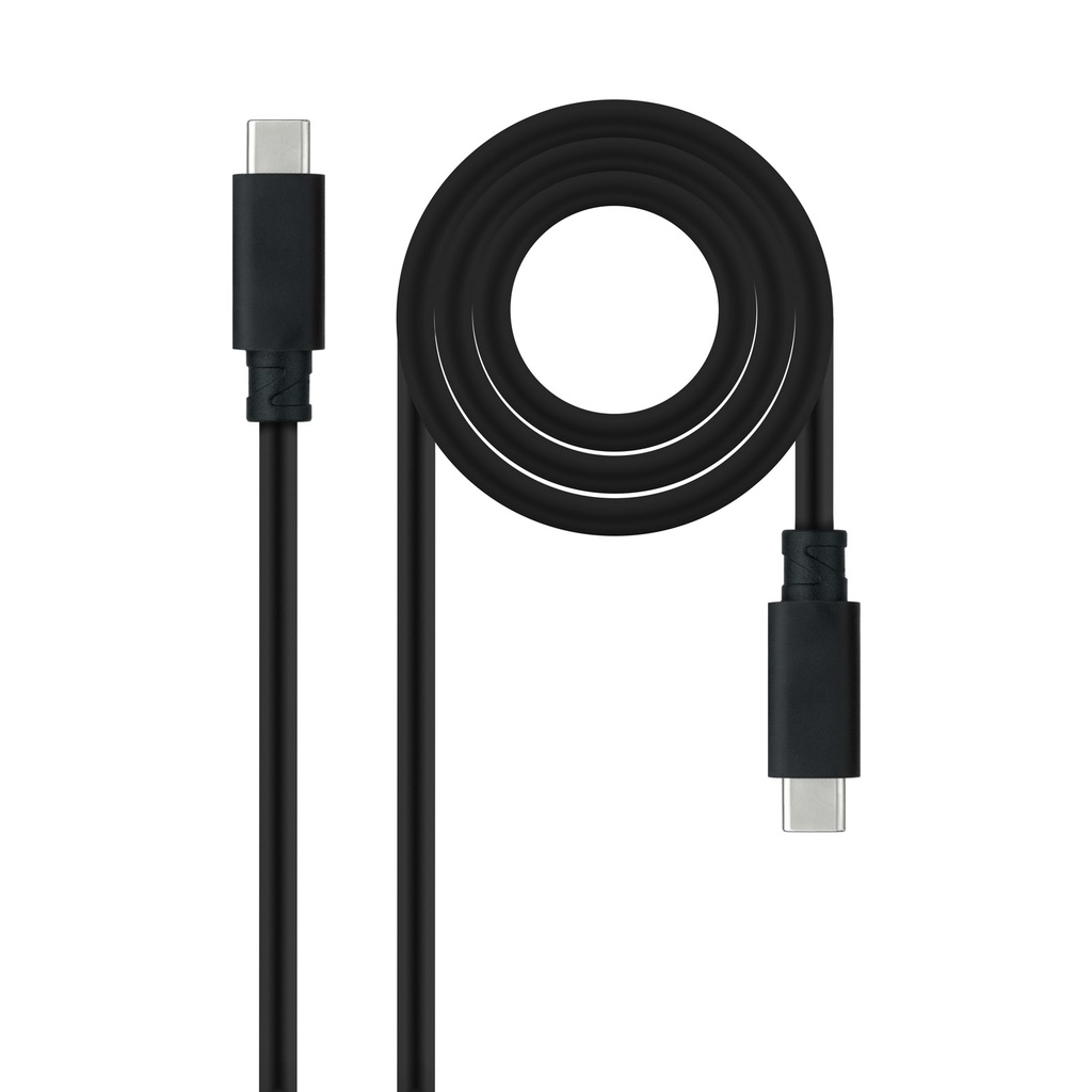 Cable USB 3.1 Gen2 10Gbps 5A, 4K/60Hz, USB-C/M-USB-C/M, Negro, 2 m