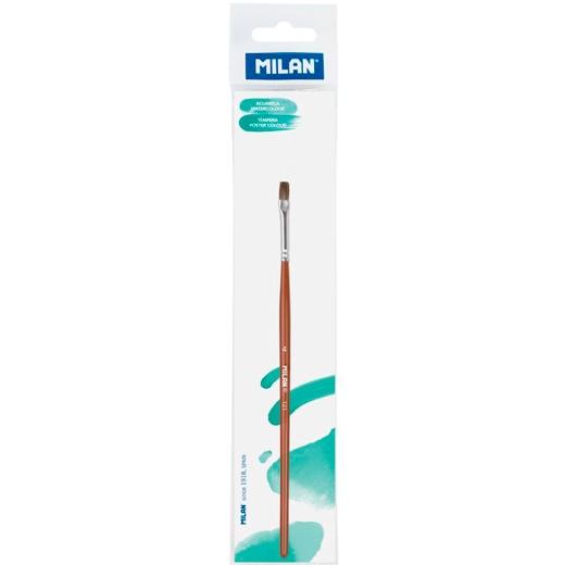 [0412104P] MILAN PINCEL ESCOLAR PLANO SERIE 121 Nº 4 EN BOLSITA C/COLGADOR MARRÓN
