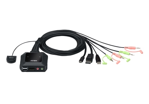 [CS52DP-AT] Switch KVM en formato cable híbrido DisplayPort de 2 puertos USB-C