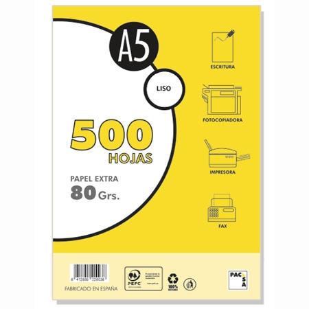 PACSA PAPEL MULTIFUNCIÓN A5 EXTRA 500H LISO 80GR BLANCO