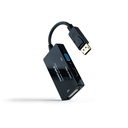 Conversor DISPLAYPORT a HDMI/DVI/VGA, 20 cm, Negro