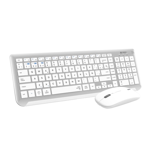[SUBKBC-DCEP10] Teclado con Ratón Bluetooth + 2.4G Combo Dual Prestige Extendido Plata/Blanco