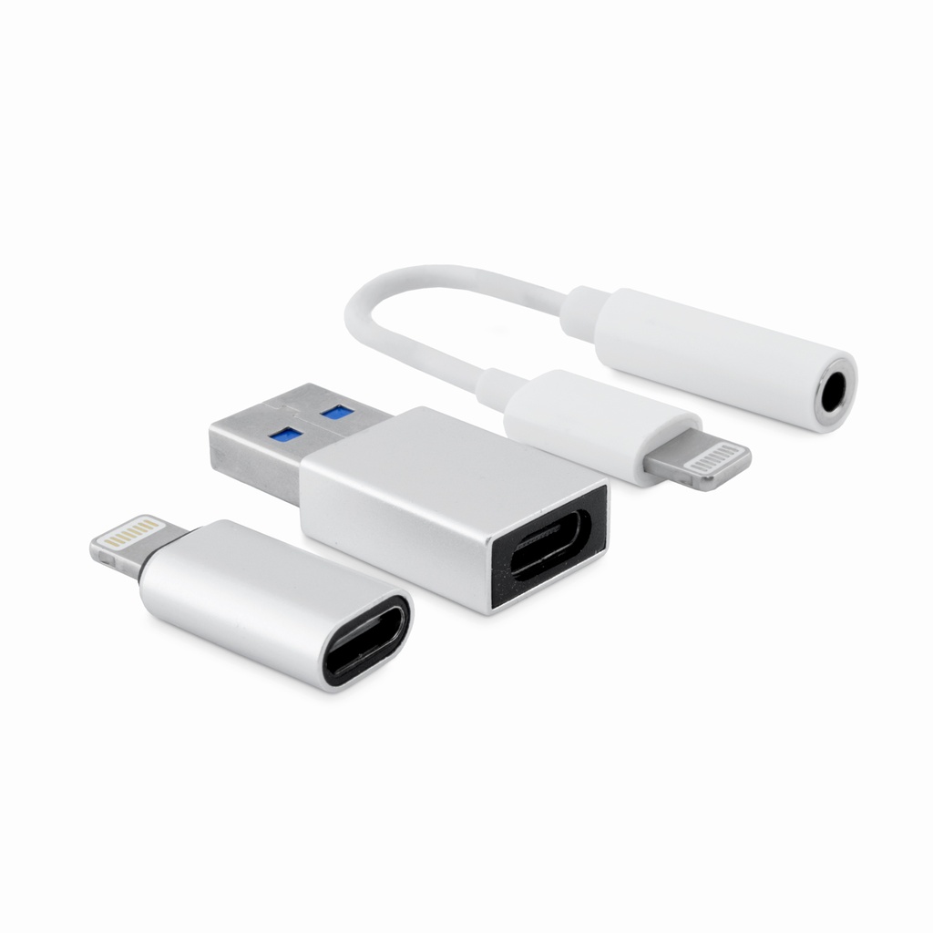 KIT DE CONECTIVIDAD IPHONE/IPAD (LIGHTNING-JACK LIGHTNING-USBC USBC-LIGHTNING)