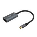 Conversor Aluminio USB-C a HDMI 4K@60Hz, USB-C/M-HDMI/H, Gris, 15cm