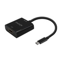 Conversor USB-C A HDMI 4K@30Hz, USB-C/M-HDMI/H, Negro, 15cm