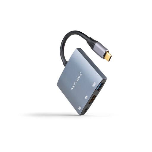 [10.16.4306] Conversor USB-C a HDMI/USB3.0/USB-C PD, 15 cm, Gris