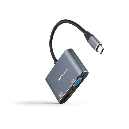 [10.16.4303] Conversor USB-C a HDMI/VGA 15 cm, Gris