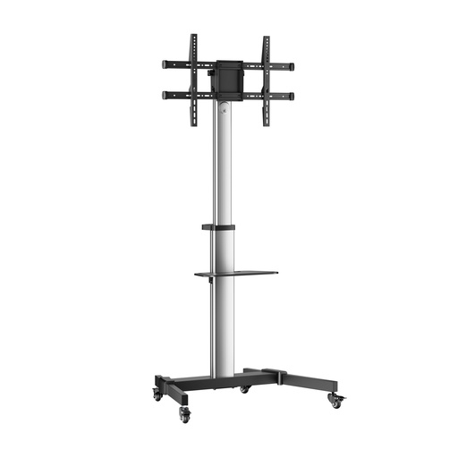 [FT86TRE-197] Floor Stand with Wheel, DVD Tray for Monitor/TV 50Kg from 37-86, Black-Silver