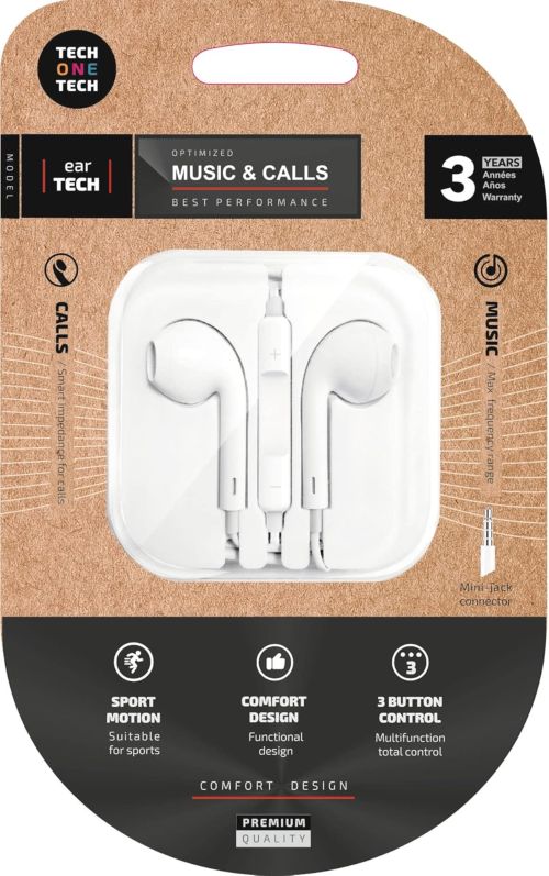 AURICULARES TECHONE BOTON MINI JACK BLAN