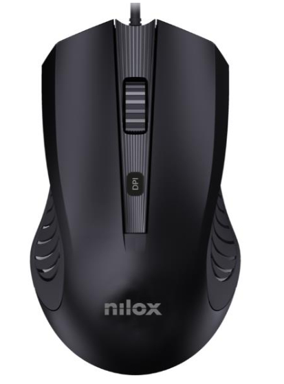 RATÓN USB CON CABLE, NEGRO - NILOX
