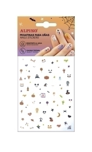 ALPINO PEGATINAS PARA UÑAS 1 LÁMINA SURTIDA DISEÑOS DIVERTIDOS HALLOWEEN