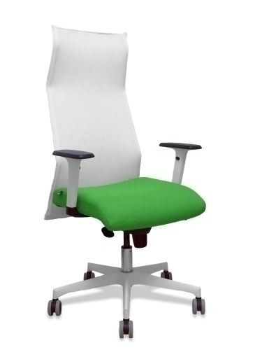 [13SM10B15B354BR65G] Sillón Sahuco blanco bali verde brazos blancos base blanca ruedas parqué 65mm
